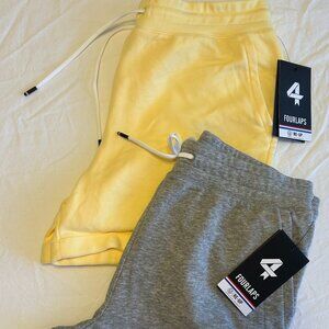 NWT -- 2 PAIRS 4 Laps Rush Shorts -- size Medium -- colors Banana & Grey Heather